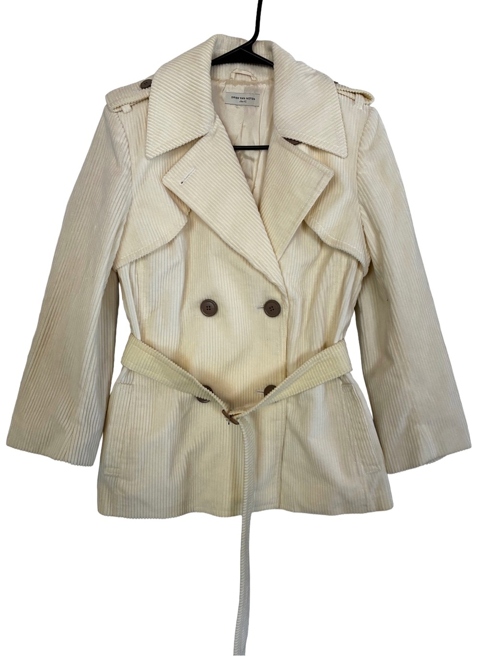 Vintage Dries Van Noten Wide-Wale Corduroy Double-Breasted Trench Jacket 42